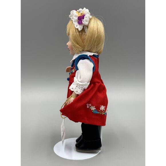 Hands Across the World Doll NATALIA Poland Doll Red Dress Small 6” W/ Bear - Picture 7 of 13